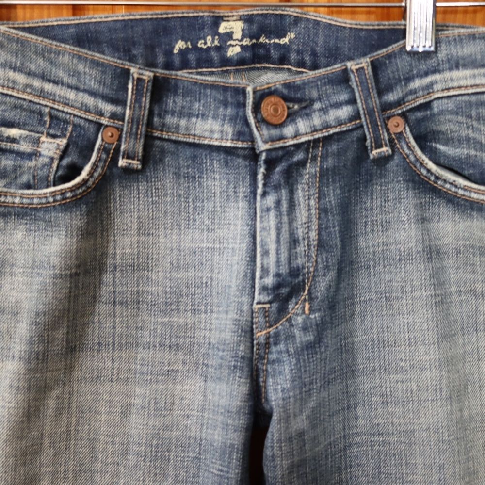 7 For All Mankind Blue Ankle Cropped Wide Leg Y2k Jeans 28 - Picture 2 of 13